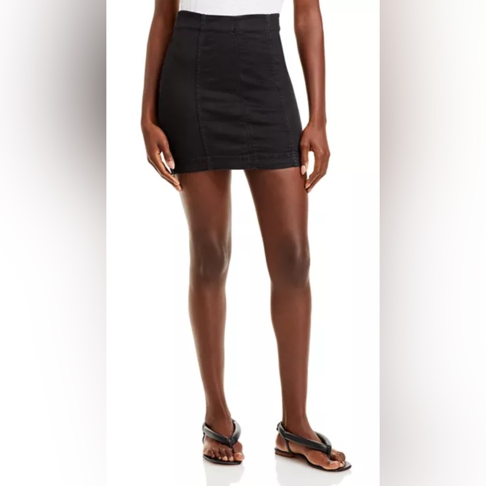 Free People Modern Femme Denim Mini Skirt in Black 12